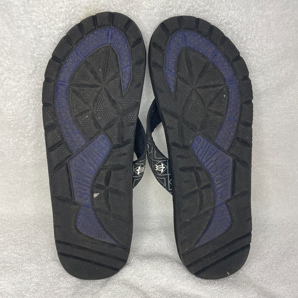 SurfWare- Men's Black Flip Flops Everyday Beach Summer Sandals Shoes Size 10 - Picture 4 of 7